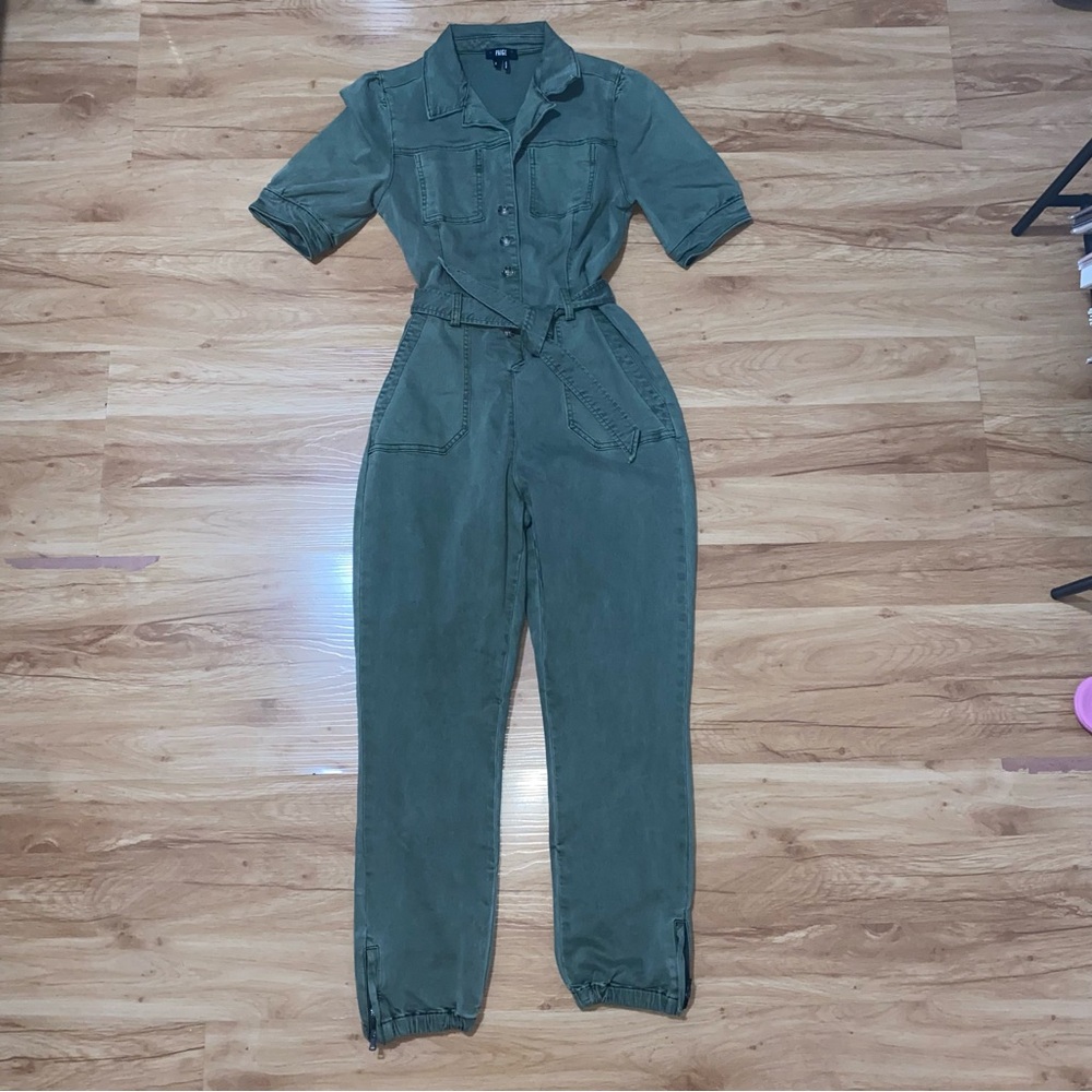PAIGE Green Denim Jumpsuit